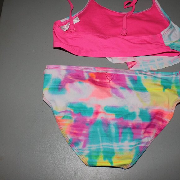 Multi Color Flamingo 2 Pcs Justice Bikini Swimsuit Size 14 - Picture 5 of 10